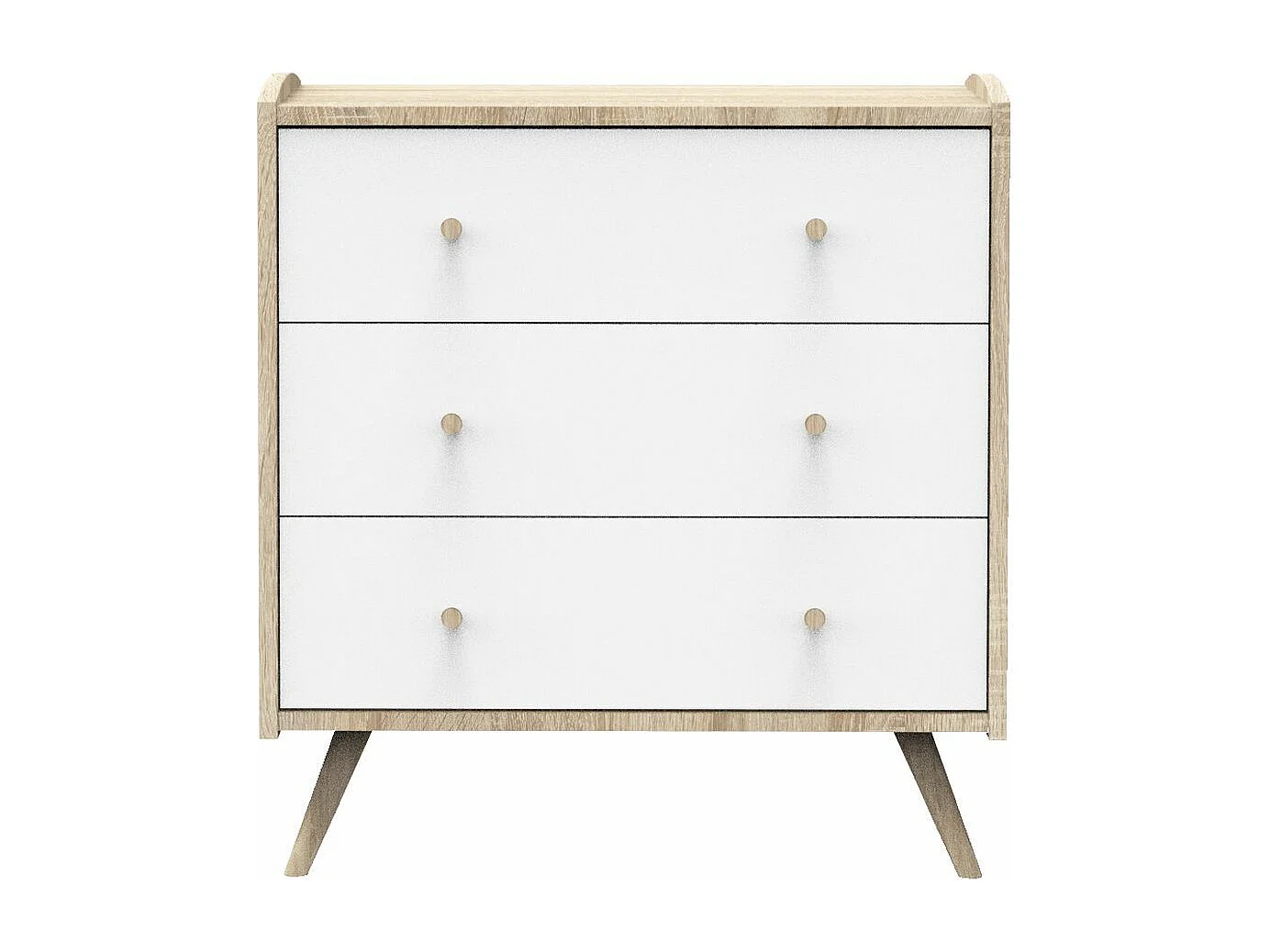 Commode 3 tiroirs Access - Blanc et bois
