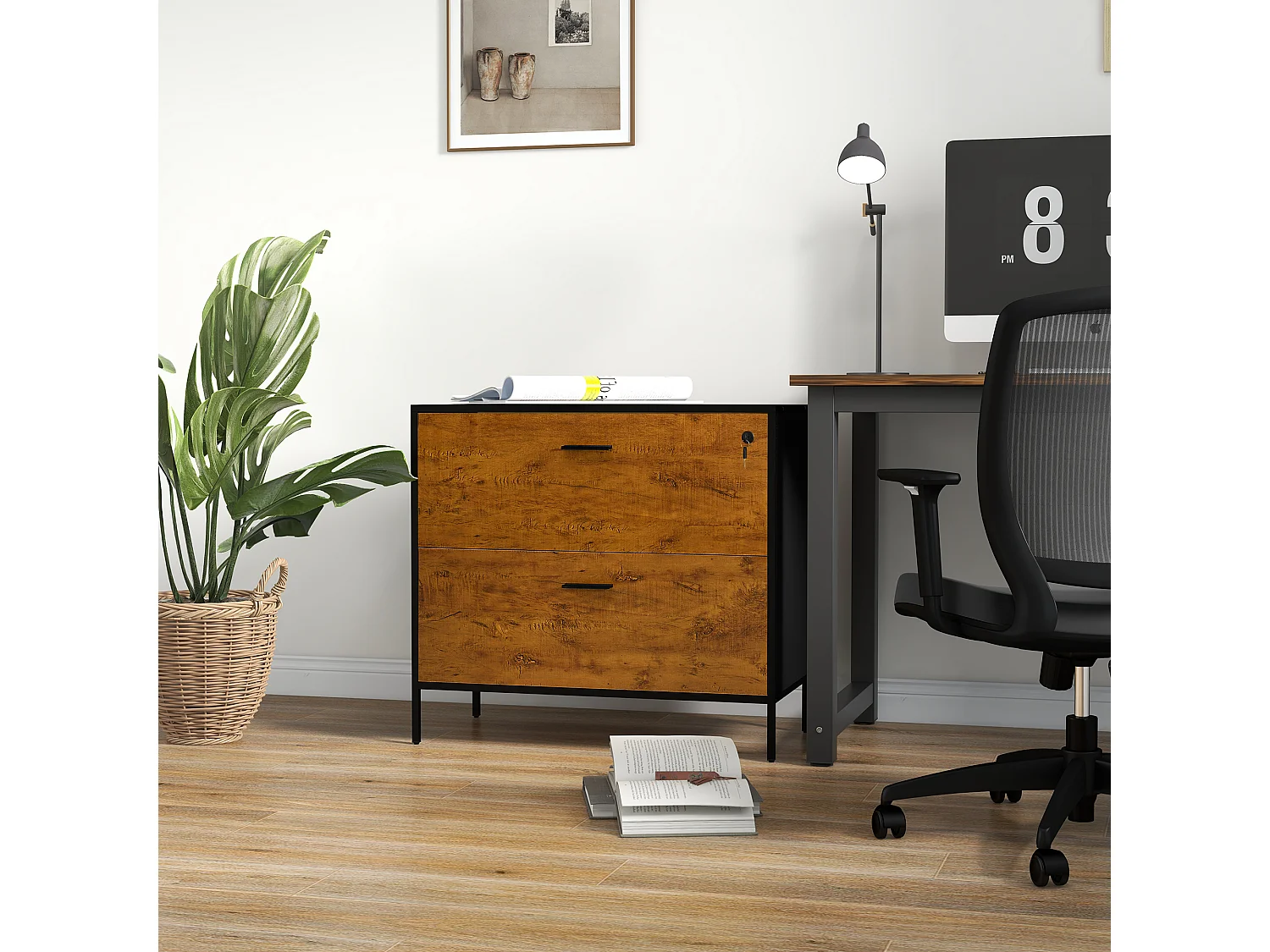 Cajonera de oficina marrón 80x39x73.5 cm HOMCOM