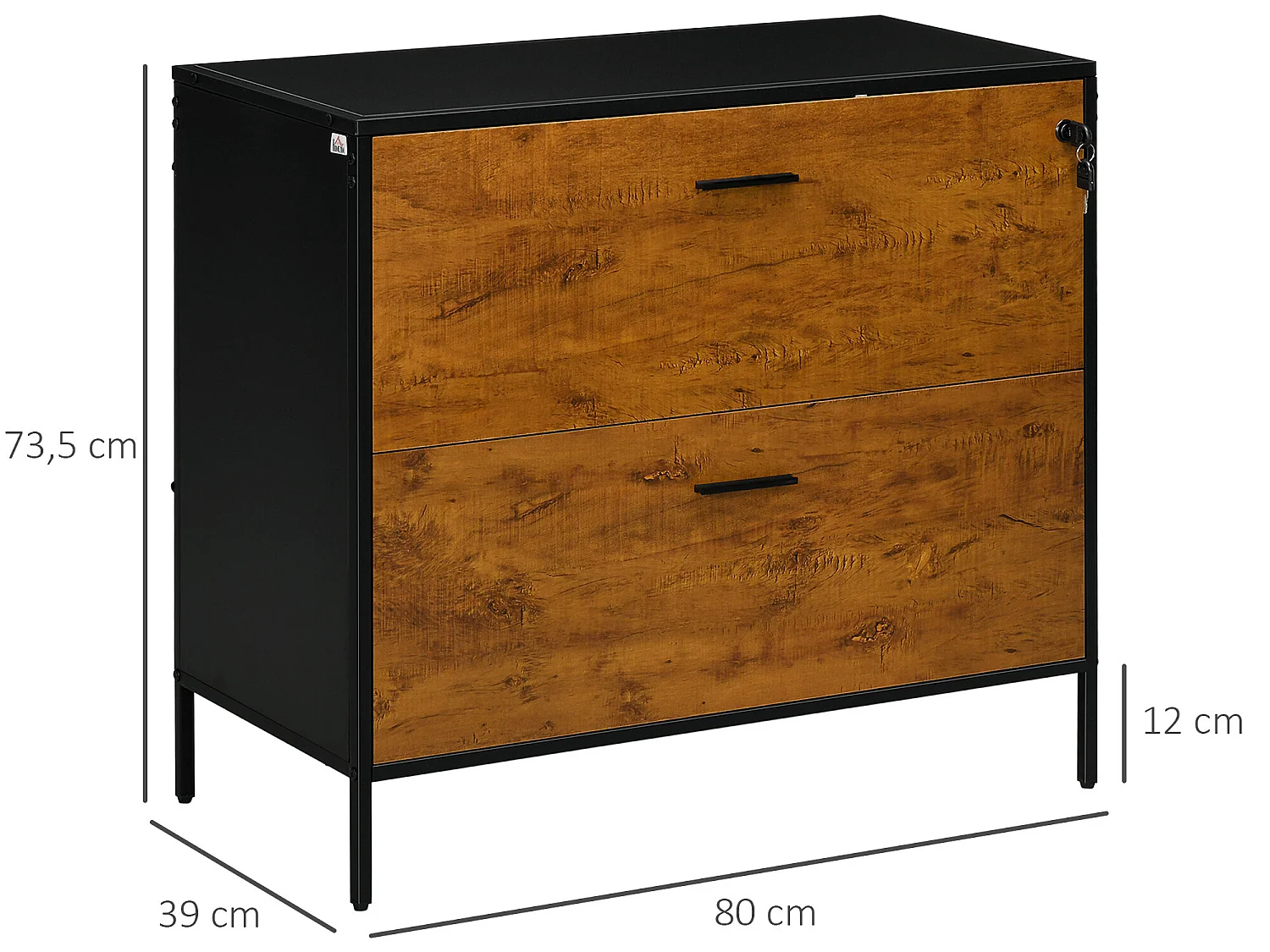 Cajonera de oficina marrón 80x39x73.5 cm HOMCOM