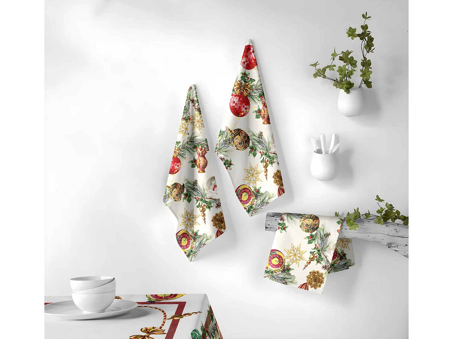 Lot de 2 torchons de NOËL DECORATION XMAS 50x70  cm