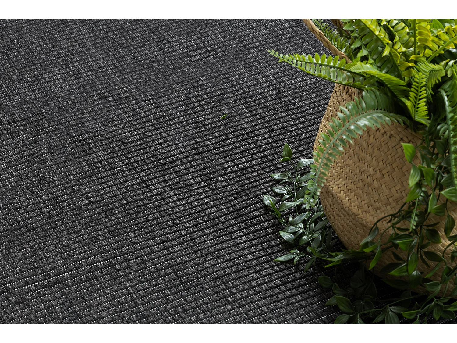 Sisal tapijt, loper TIMO 5979 buitenshuis kader zwart 70x200 cm