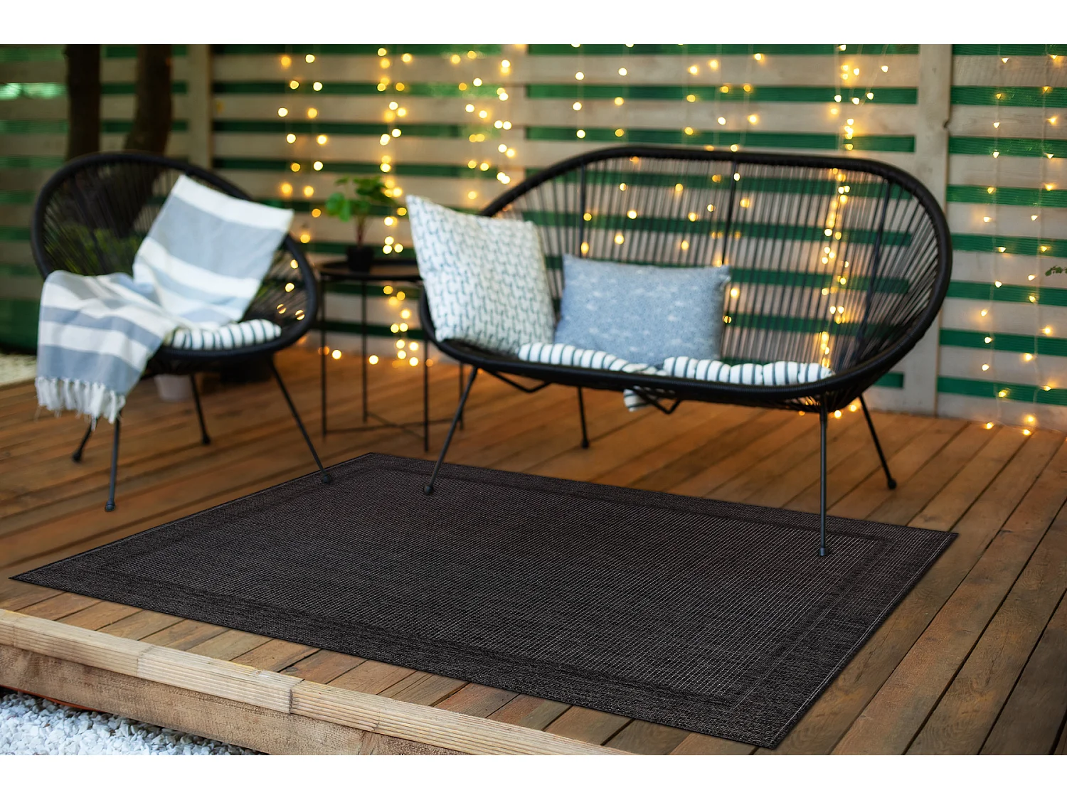 Tapis TIMO 5979 SIZAL extérieur cadre noir 160x220 cm