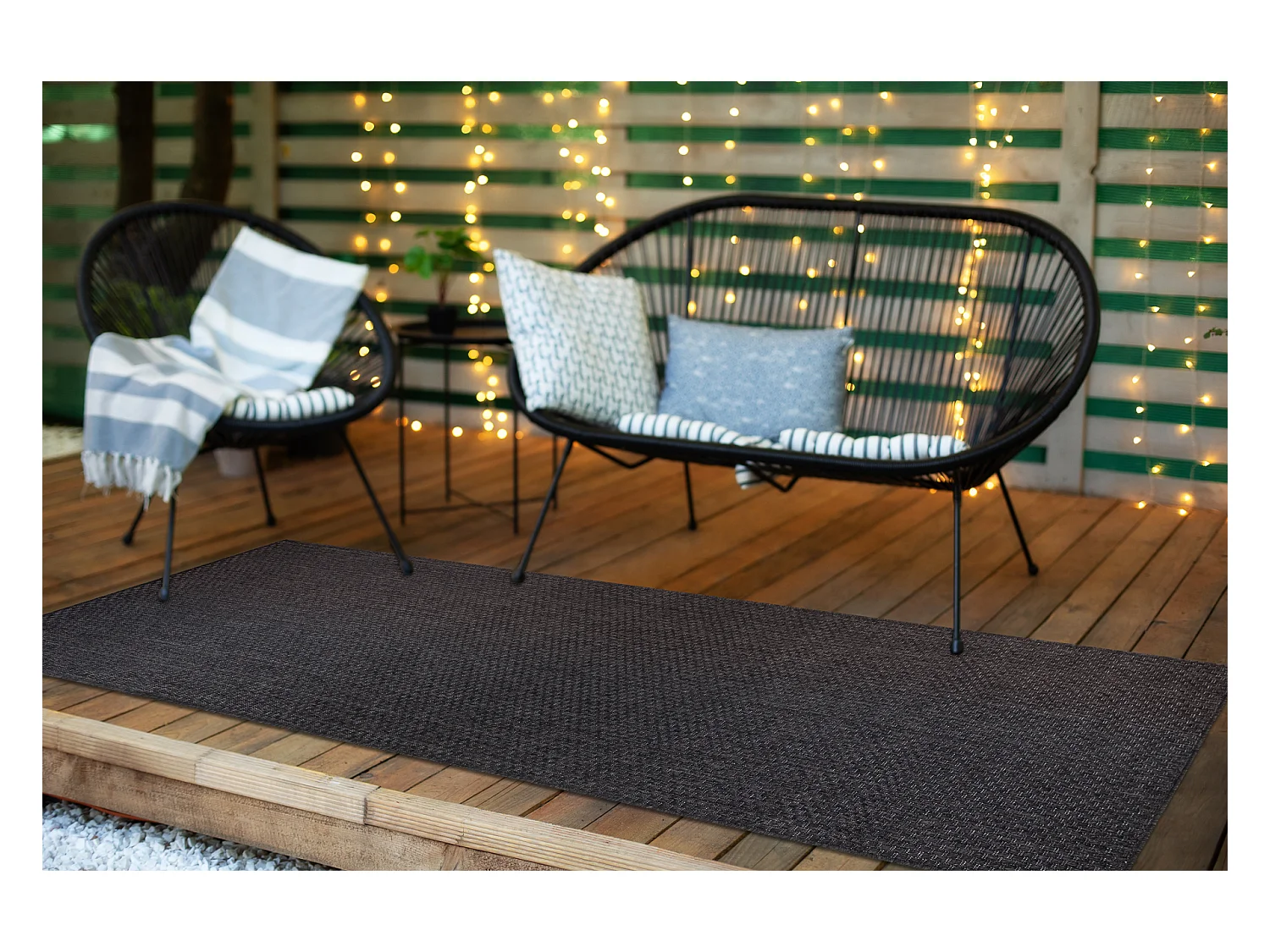 Tapis, tapis de couloir TIMO 6272 SIZAL extérieur noir 60x300 cm