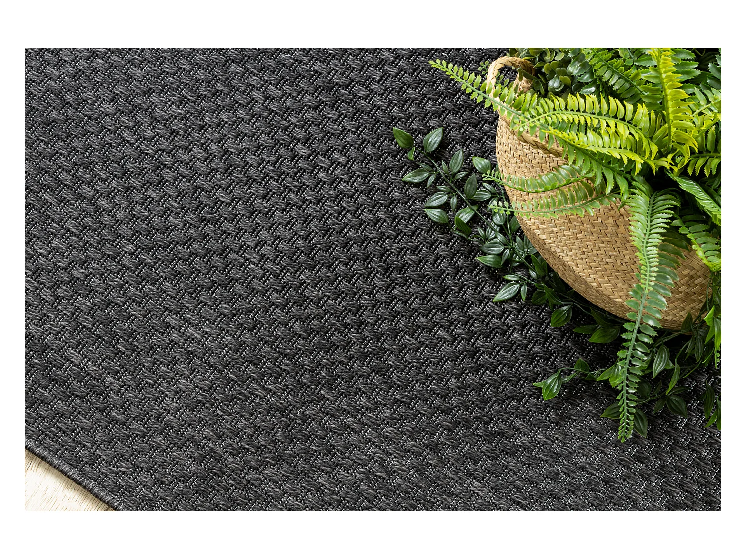Tapis, tapis de couloir TIMO 6272 SIZAL extérieur noir 60x300 cm