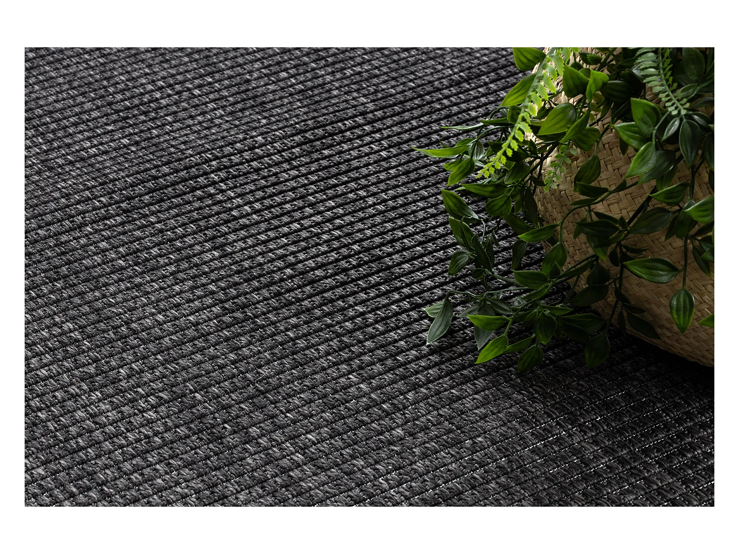 Sisal tapijt TIMO 5979 buitenshuis kader zwart 80x150 cm