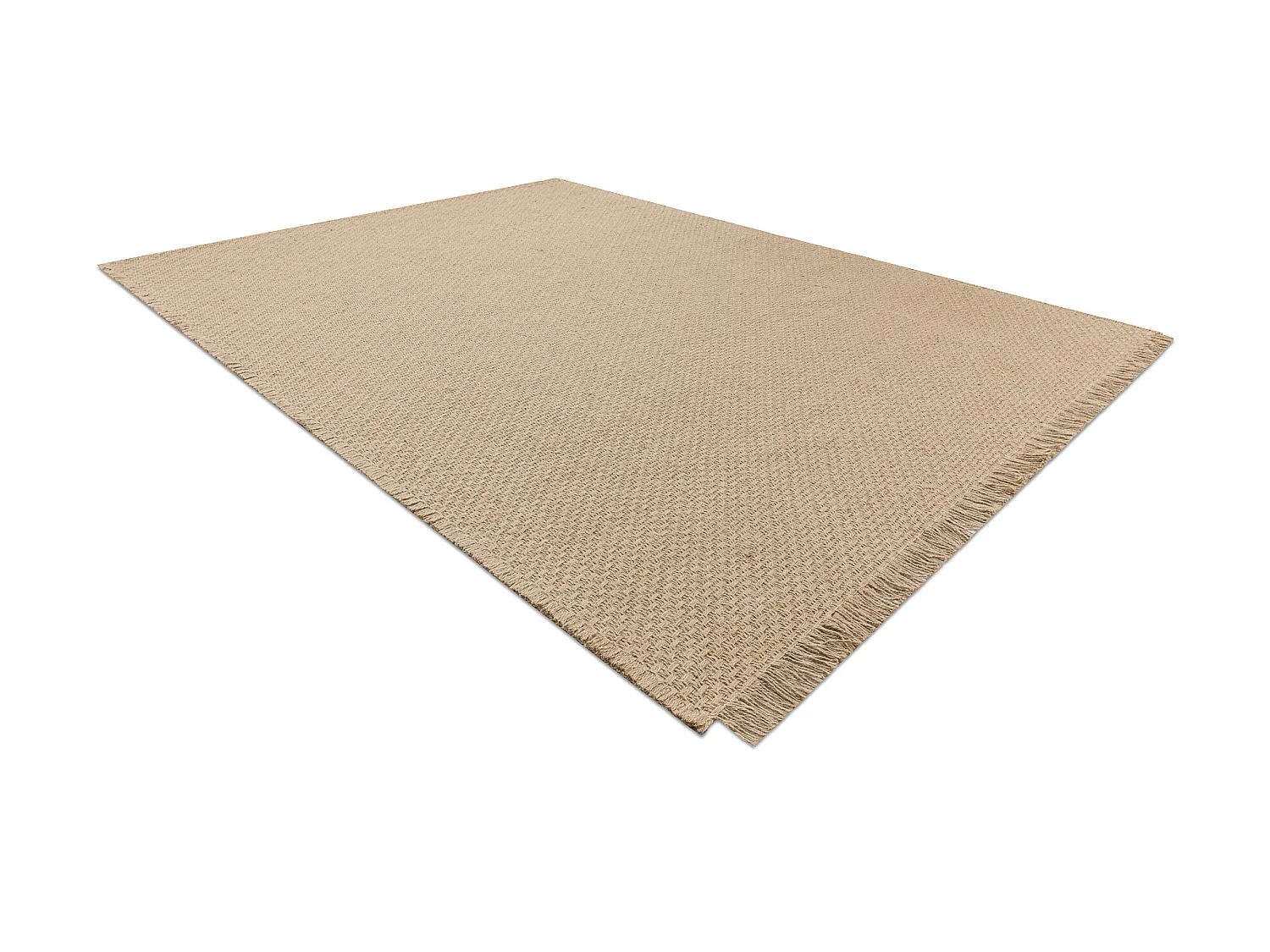 Tapijt JUTE 3651 donker beige één kleur - jute, platgeweven, franjes 60x100 cm
