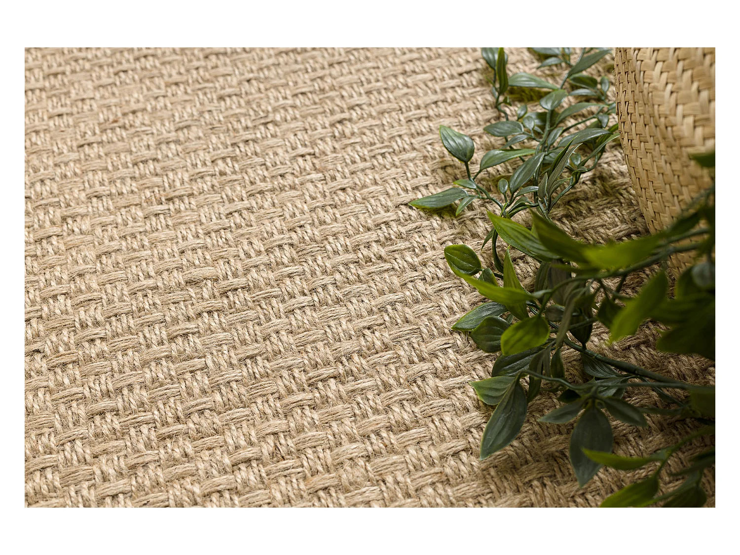 Tapijt JUTE 3651 donker beige één kleur - jute, platgeweven, franjes 60x100 cm