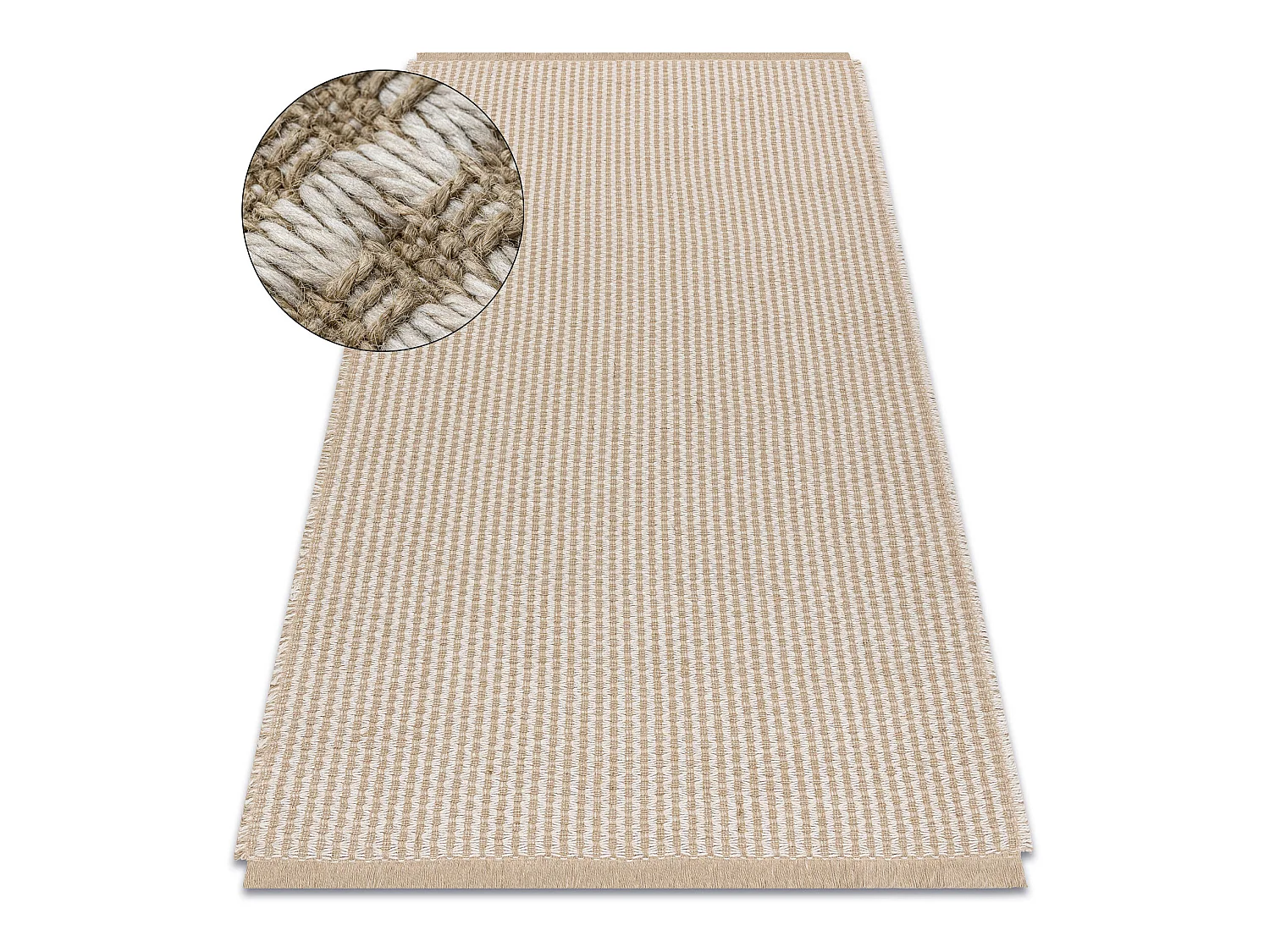 Tapijt JUTE 3650 crème / beige één kleur - jute, platgeweven, franj 160x220 cm