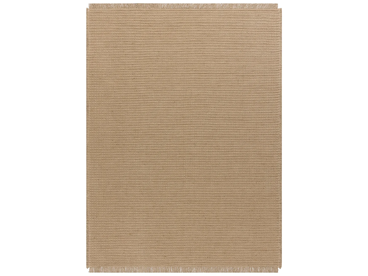 Tapijt JUTE 3651 donker beige één kleur - jute, platgeweven, franjes 160x220 cm