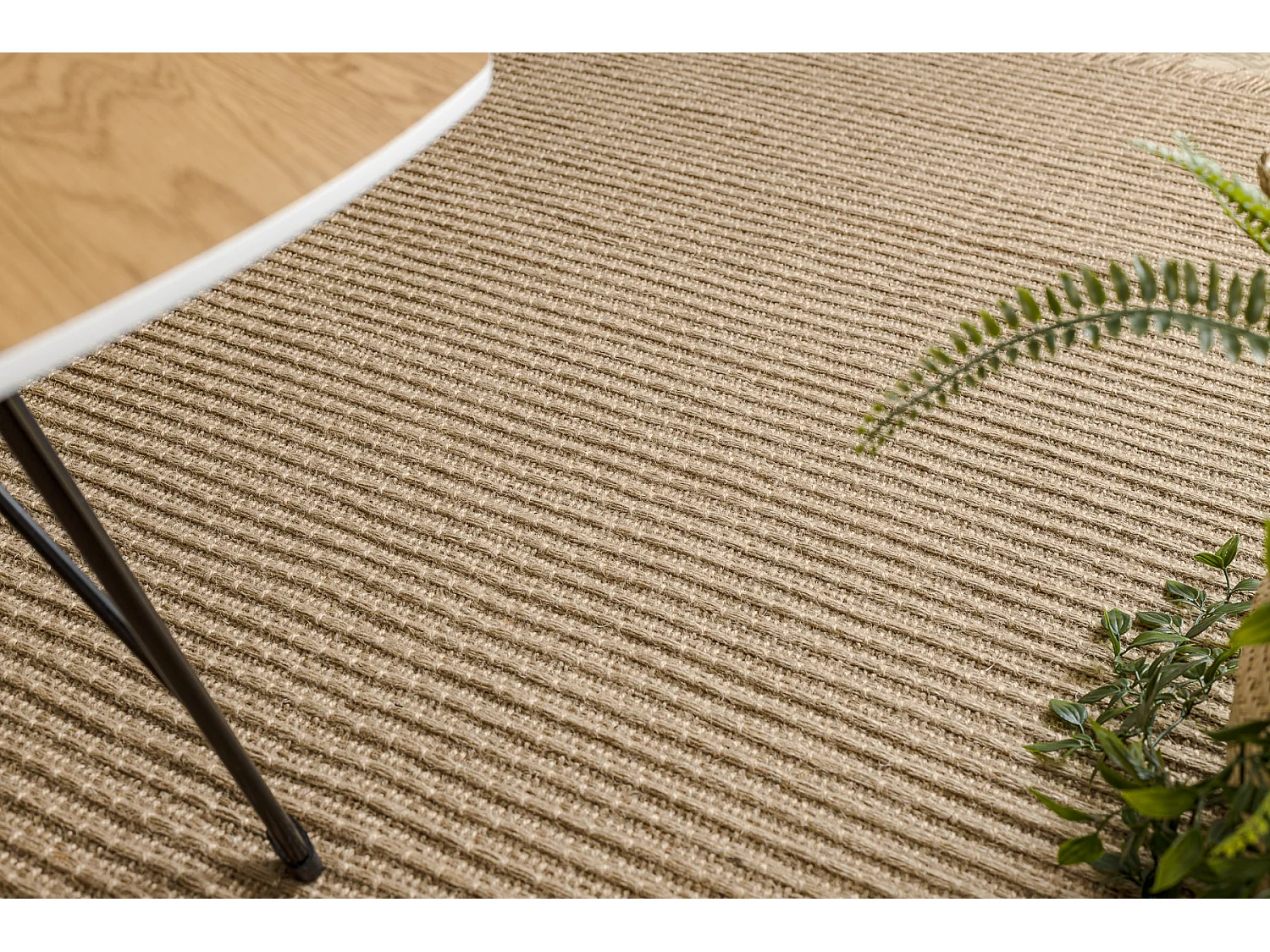 Tapijt JUTE 3651 donker beige één kleur - jute, platgeweven, franjes 160x220 cm