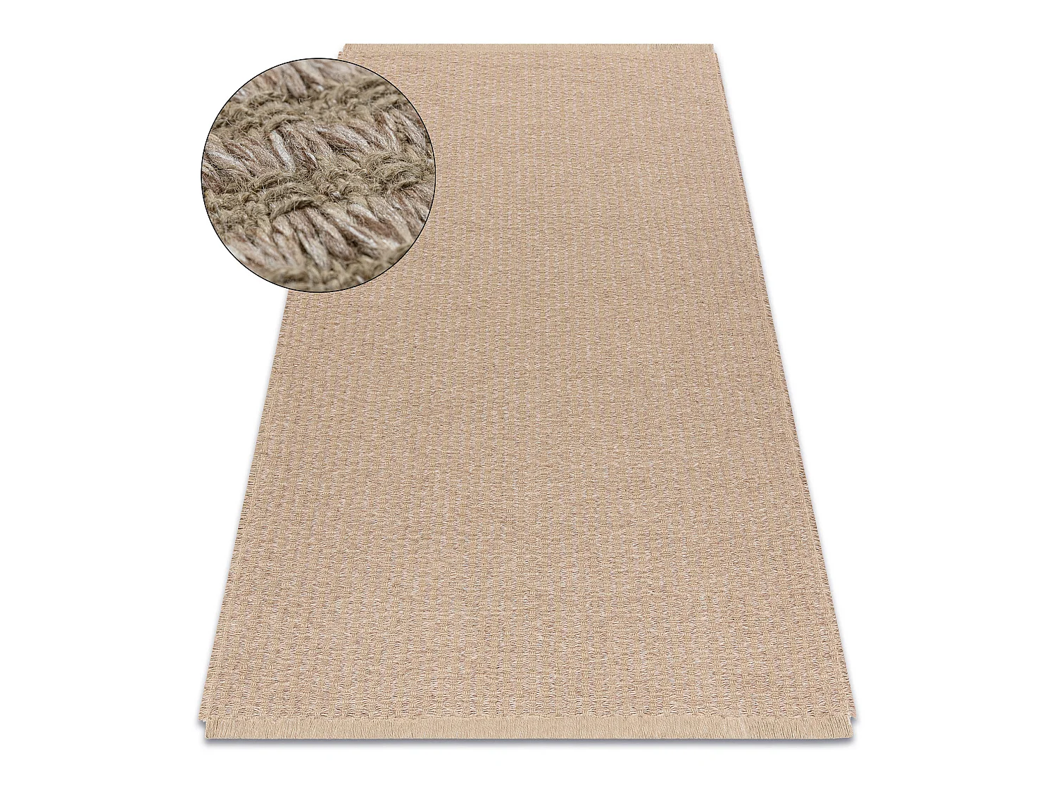 Tapis JUTE 3650 beige lignes - jute, tissé à plat, franges 200x290 cm
