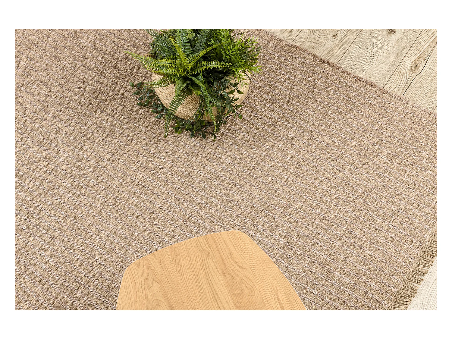 Teppich JUTE 3650 beige Linien - Jute, flachgewebt, Fransen 200x290 cm