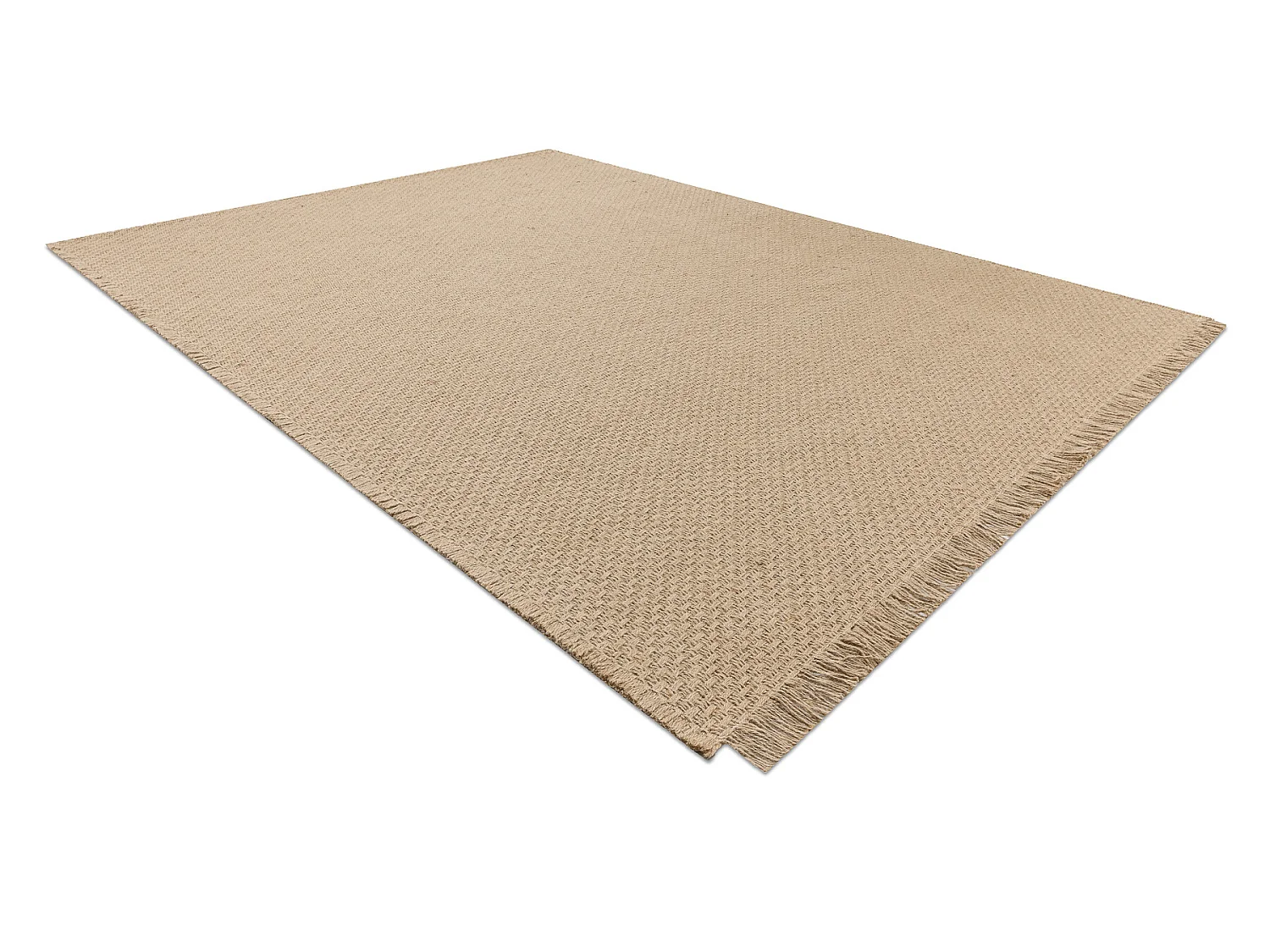 Tapijt JUTE 3651 donker beige één kleur - jute, platgeweven, franjes 160x220 cm