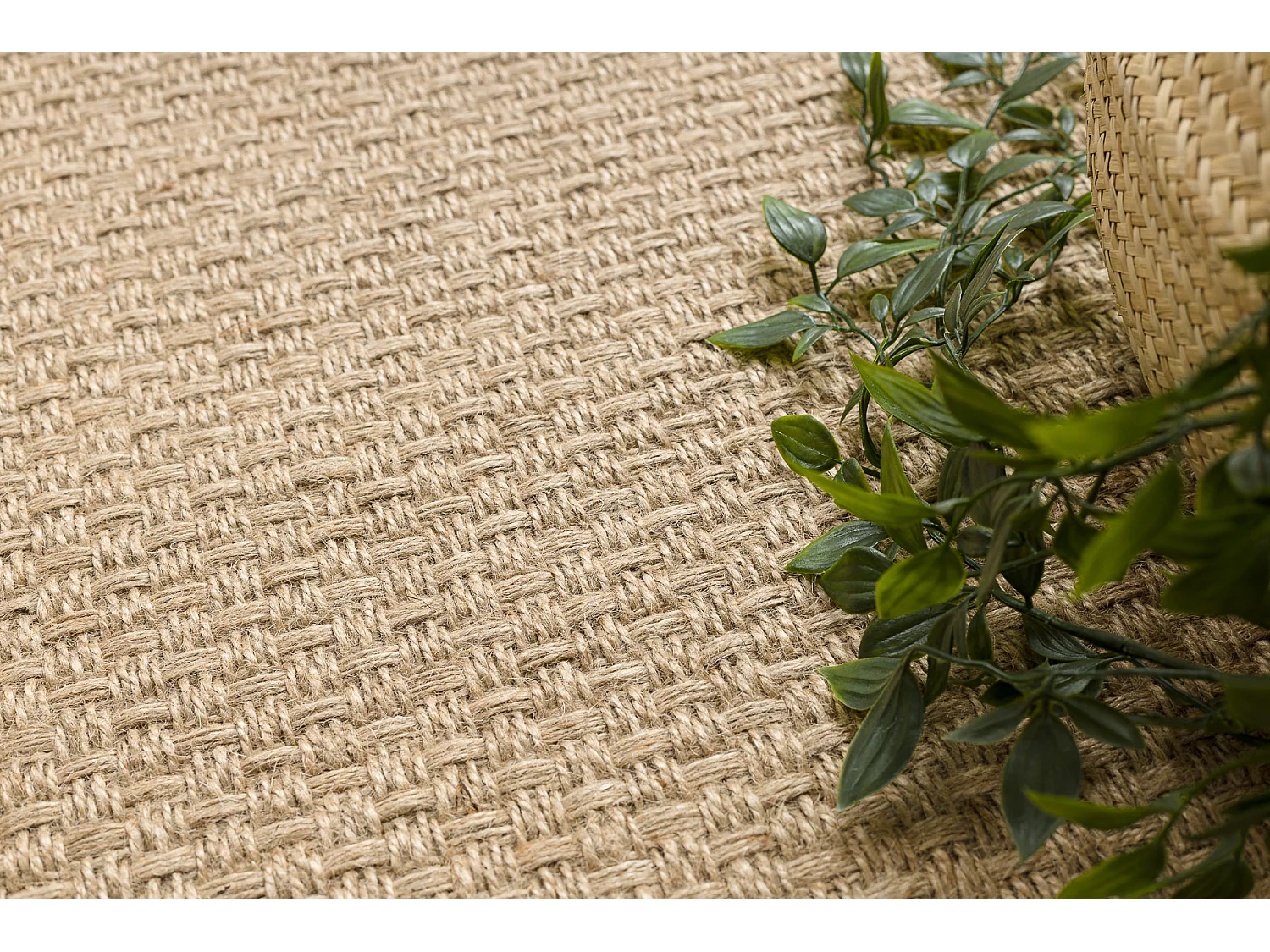 Tapijt JUTE 3651 donker beige één kleur - jute, platgeweven, franjes 160x220 cm