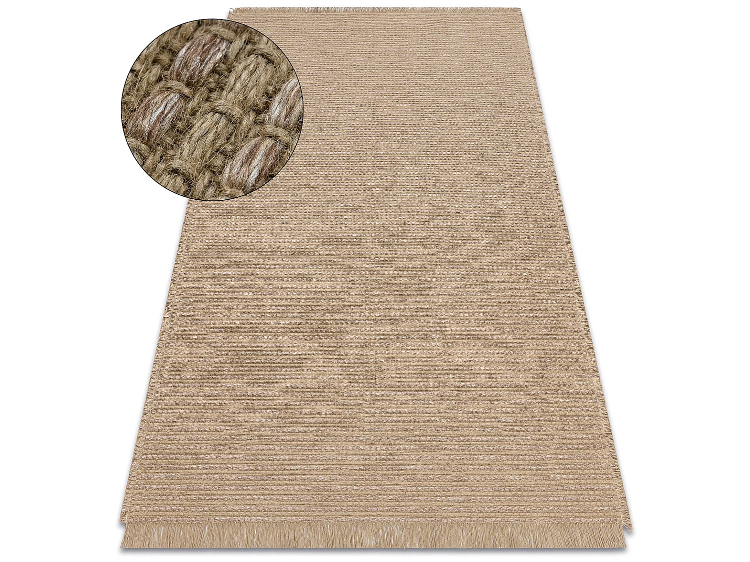 Tapis JUTE 3652 beige foncé une couleur - jute, tissé à plat, frang 140x190 cm