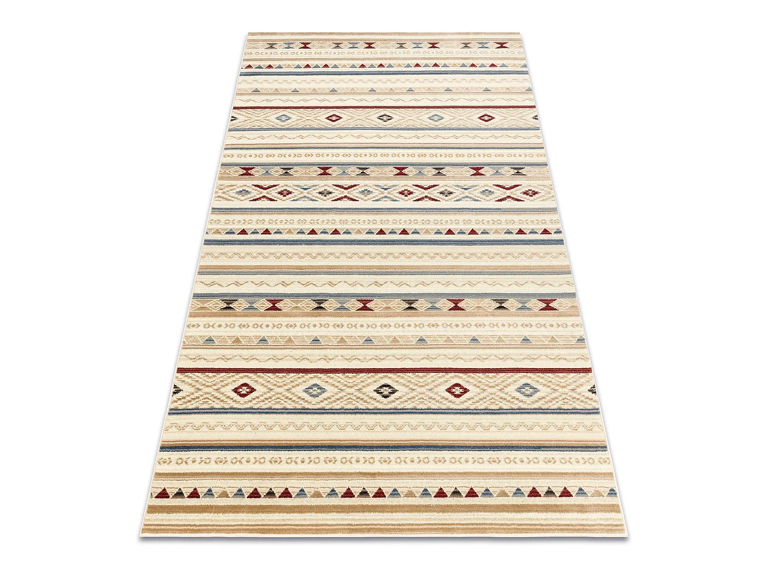 Wollen tapijt KILIM 7948/52933 Ruiten, etnisch beige / grijs / bordeau 80x140 cm