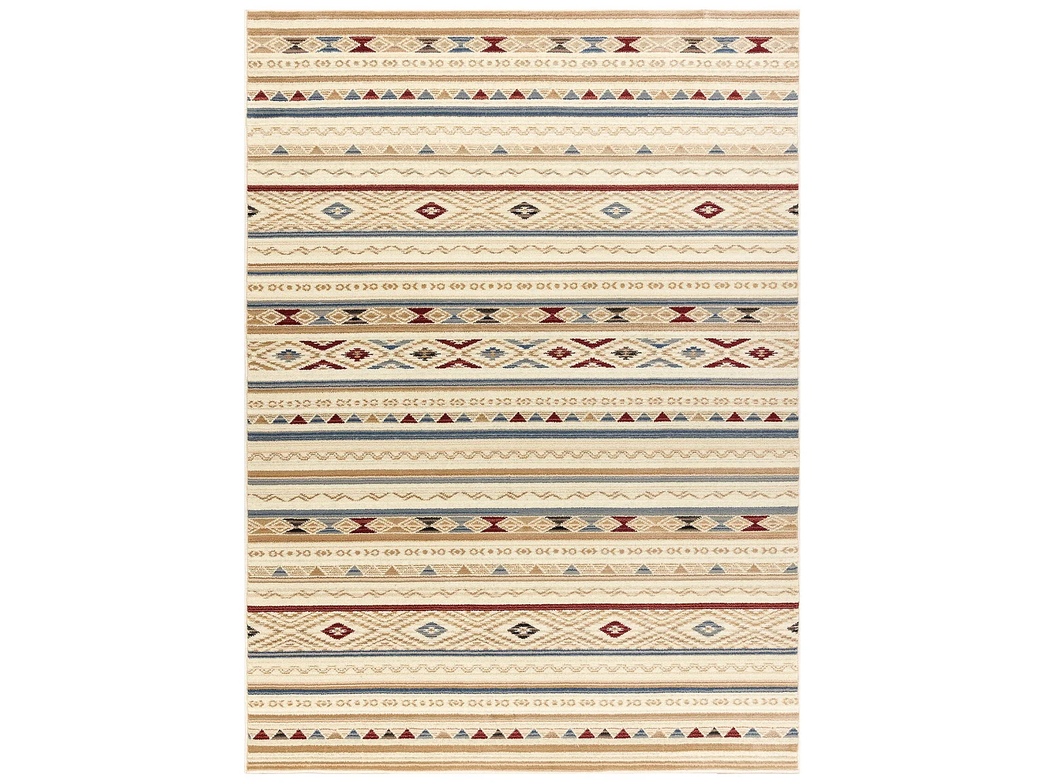 Wollen tapijt KILIM 7948/52933 Ruiten, etnisch beige / grijs / bordeau 80x140 cm