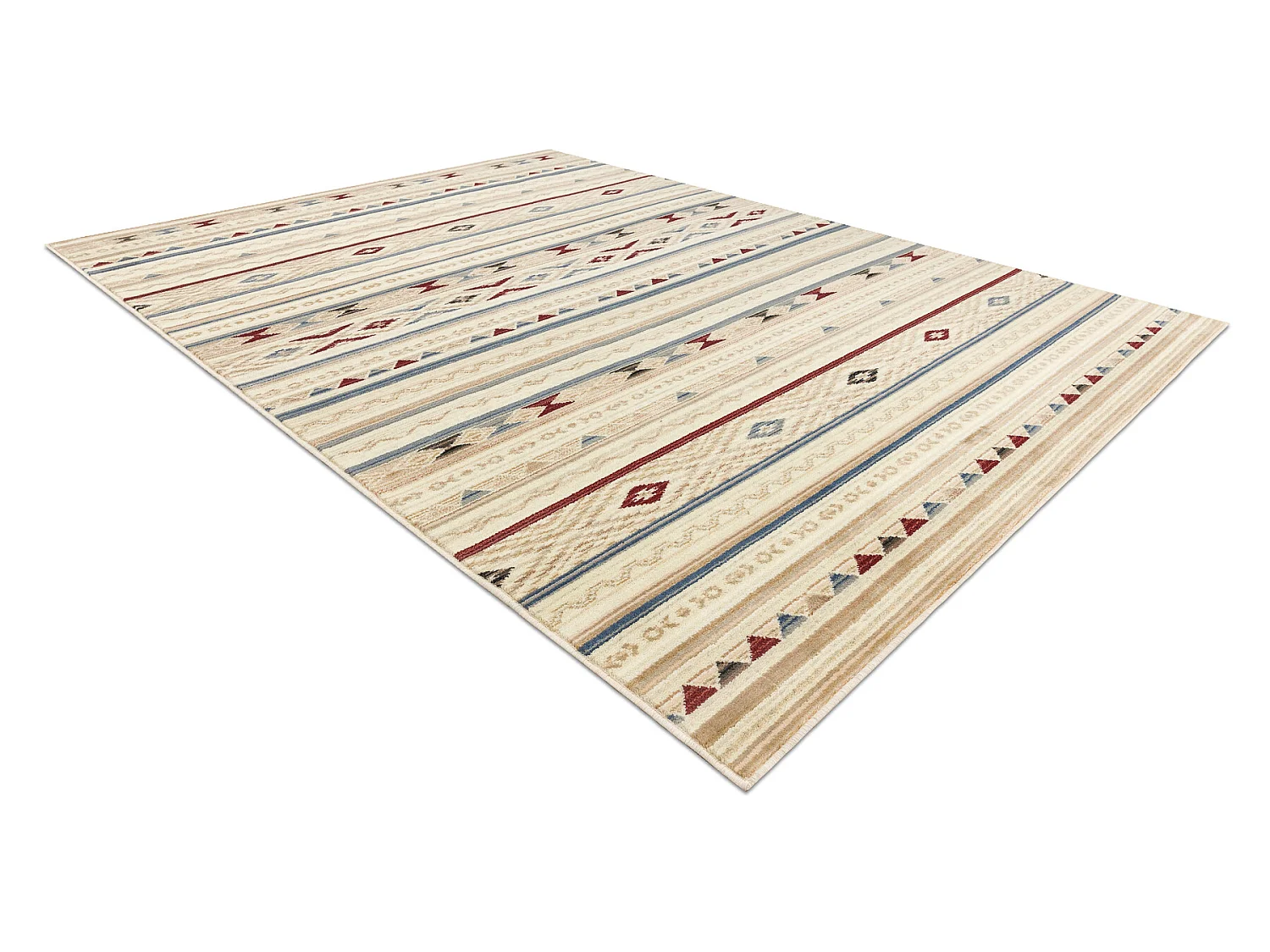 Wollen tapijt KILIM 7948/52933 Ruiten, etnisch beige / grijs / bordeau 80x140 cm