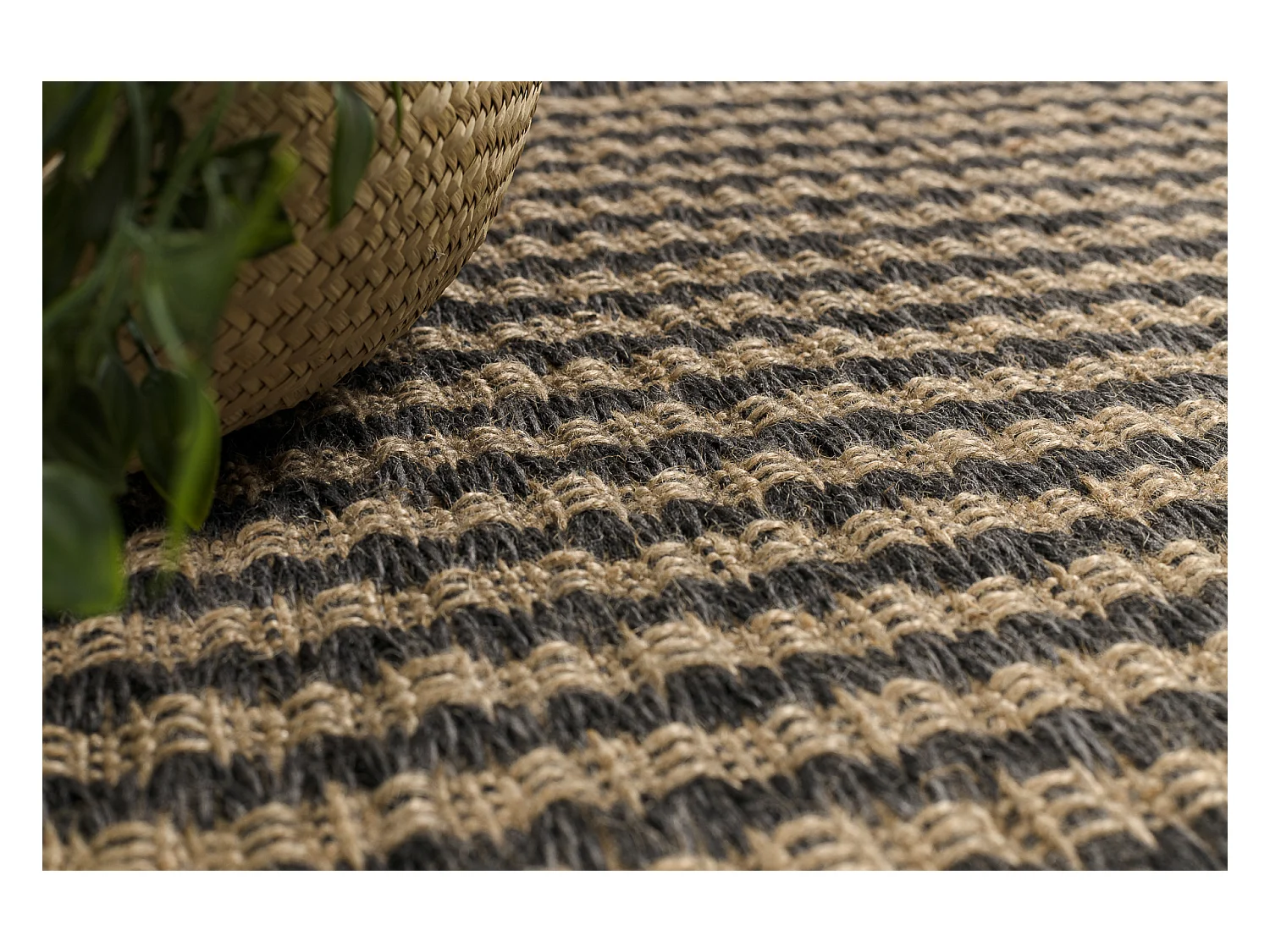 Tapijt JUTE 3650 lijnen / beige één kleur - jute, platgeweven, franj 140x190 cm