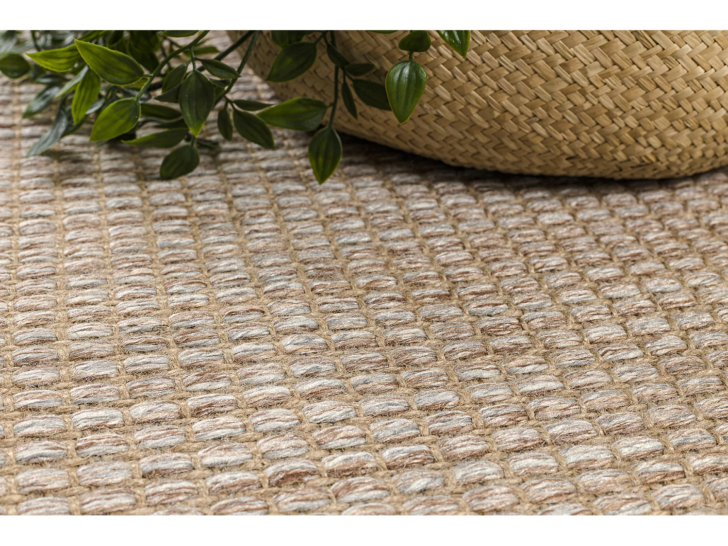 Tapijt JUTE 3652 beige / grijze één kleur - jute, platgeweven, franj 80x150 cm