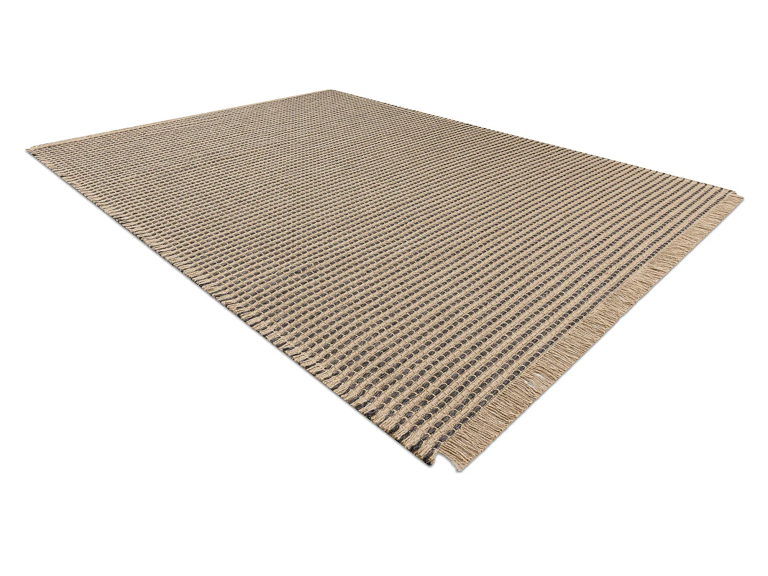 Tapijt JUTE 3652 lijnen / beige één kleur - jute, platgeweven, franj 200x290 cm