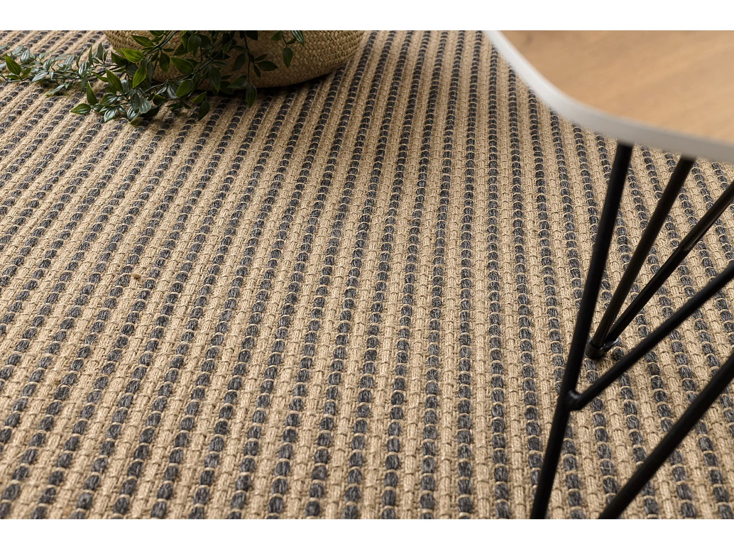 Tapijt JUTE 3652 lijnen / beige één kleur - jute, platgeweven, franj 200x290 cm