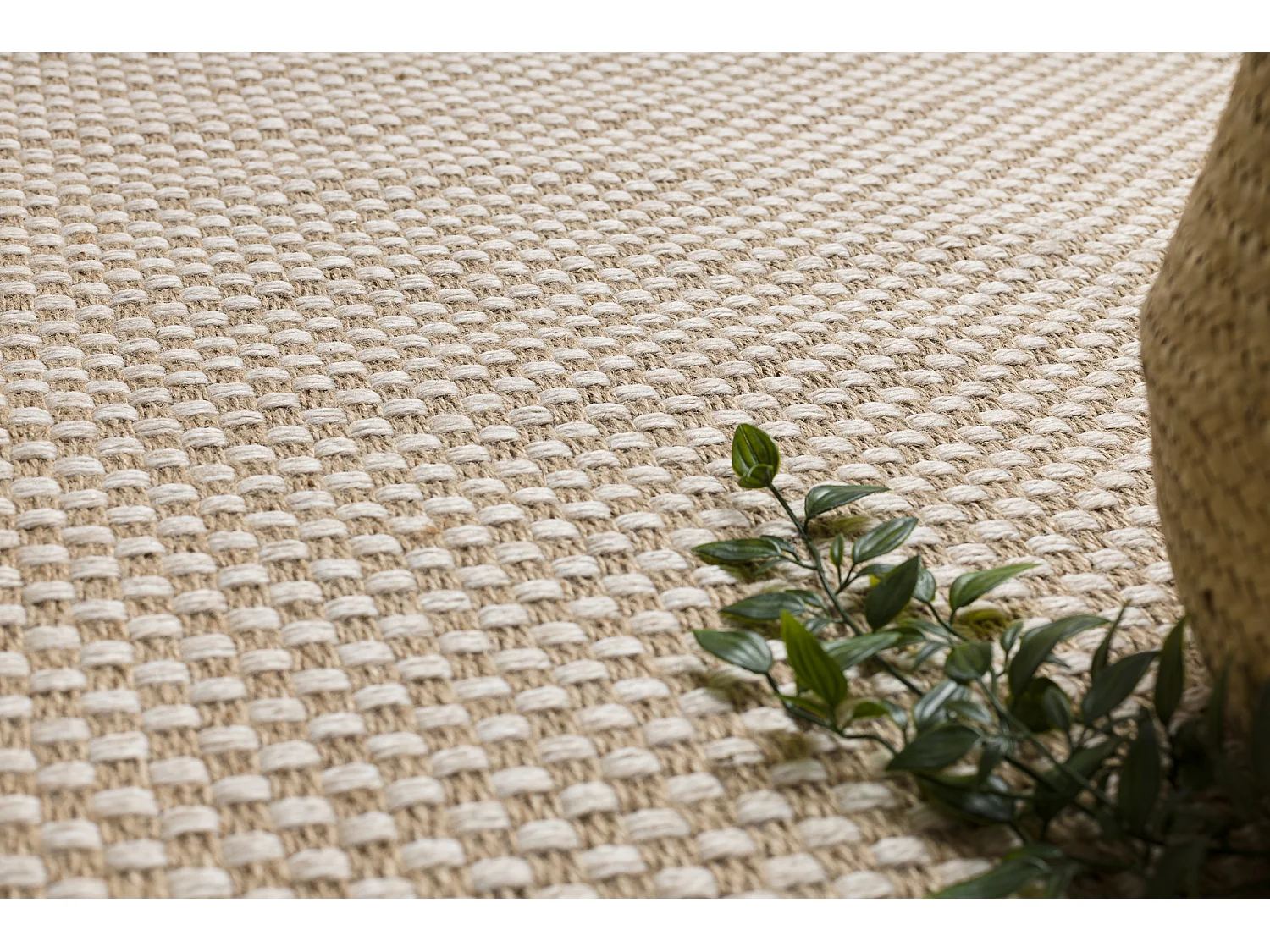 Tapijt JUTE 3651 crème / beige - jute, platgeweven, franjes 140x190 cm