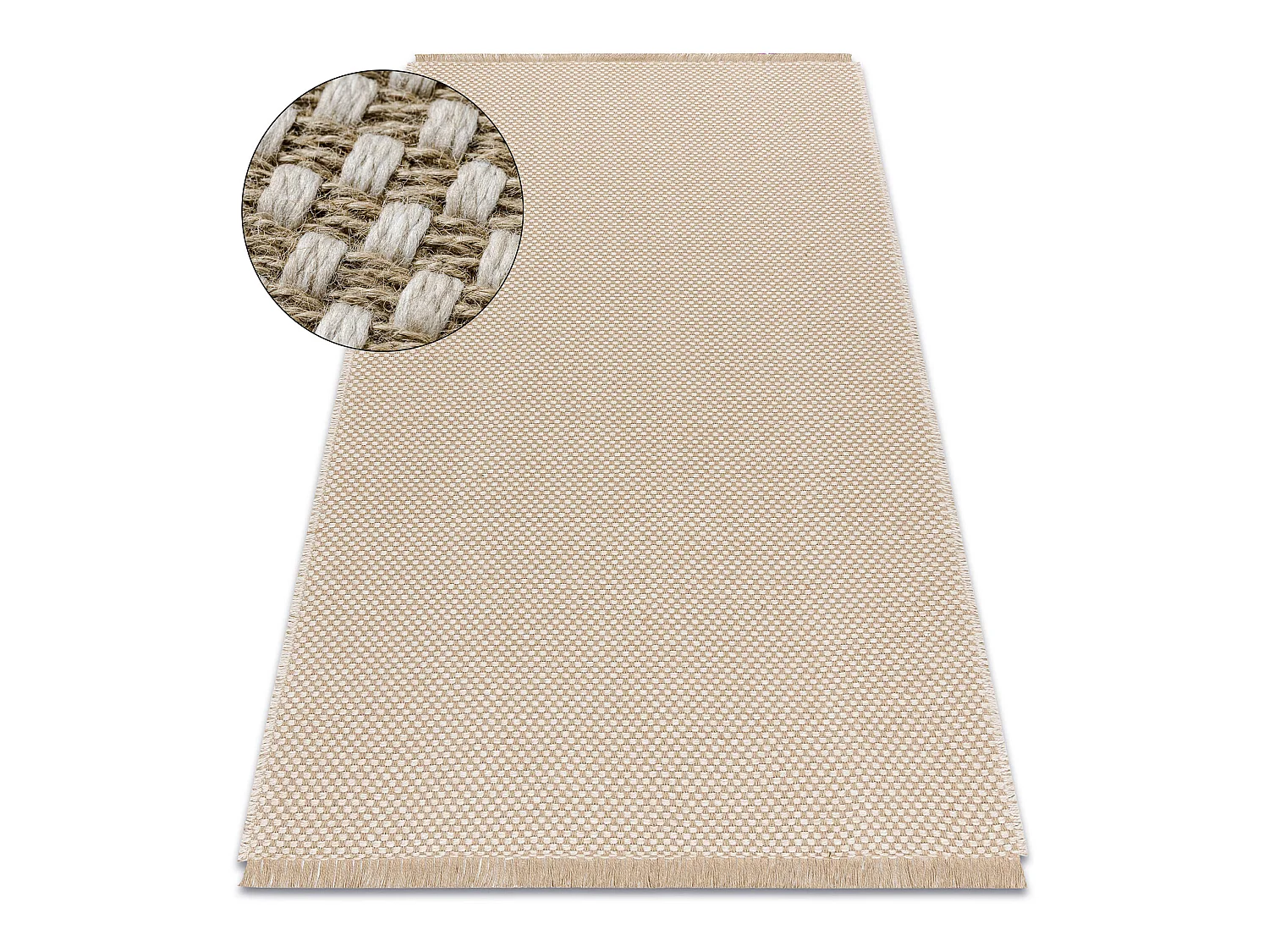 Tapis JUTE 3731 crème / beige - jute, tissé à plat, franges 140x190 cm