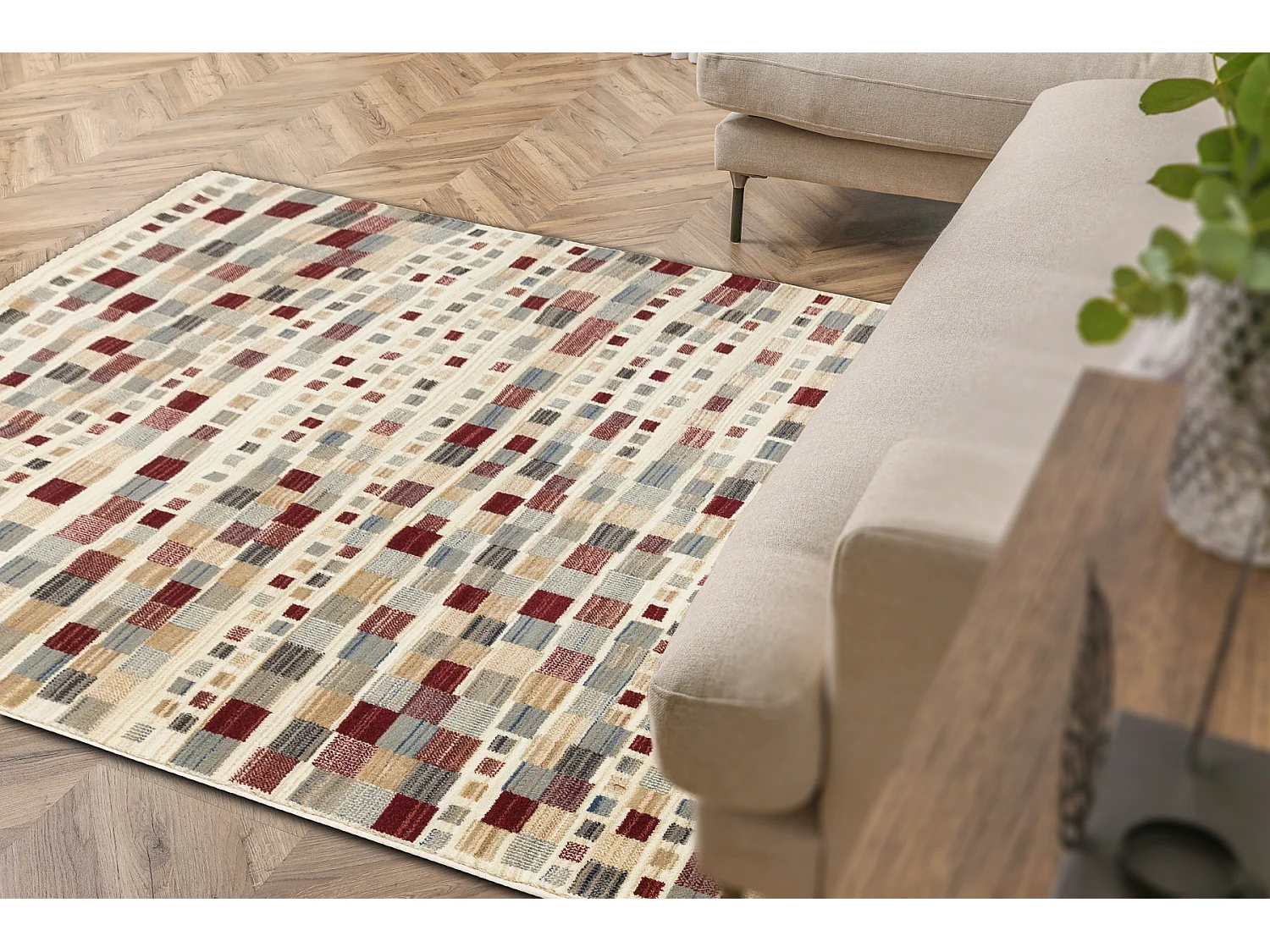 Wollen tapijt KILIM 7950/52933 Geometrisch beige / grijs / bordeauxroo 120x160 cm