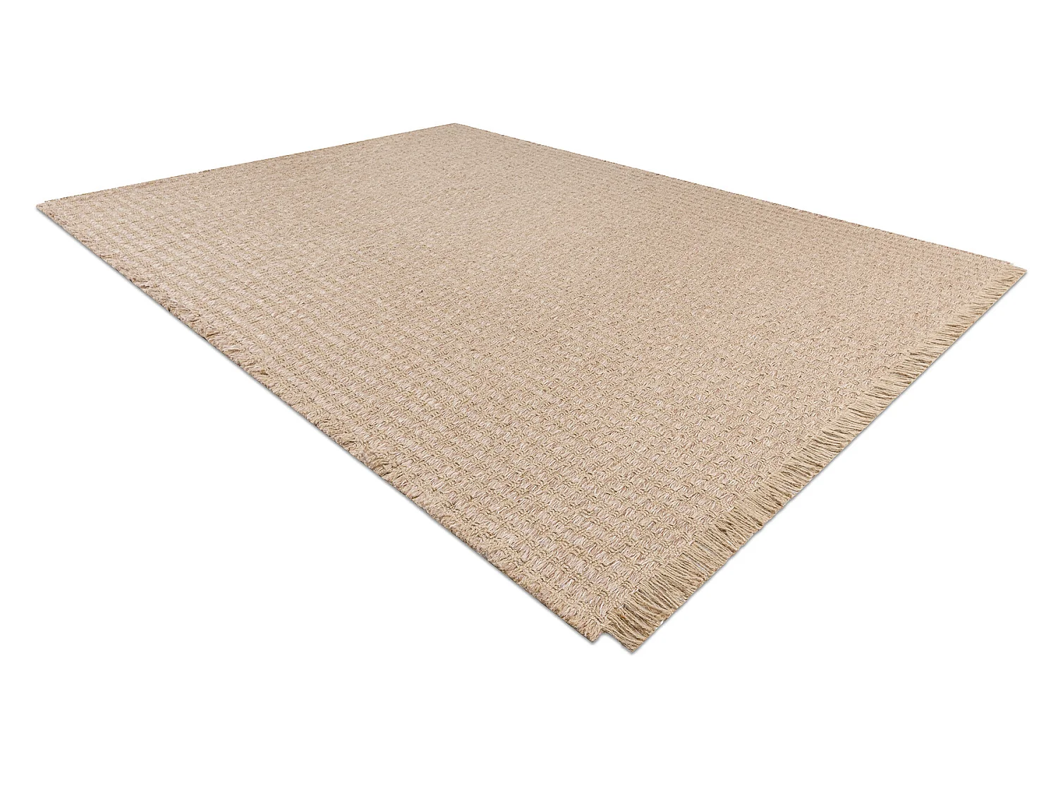 Tapijt JUTE 3650 beige één kleur - jute, platgeweven, franjes 80x150 cm