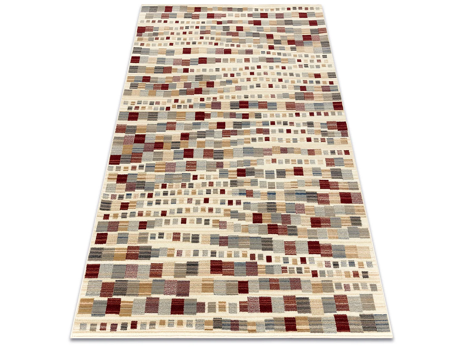Tapis en laine KILIM 7950/52933 Géométrique beige / gris / bordeaux 200x250 cm
