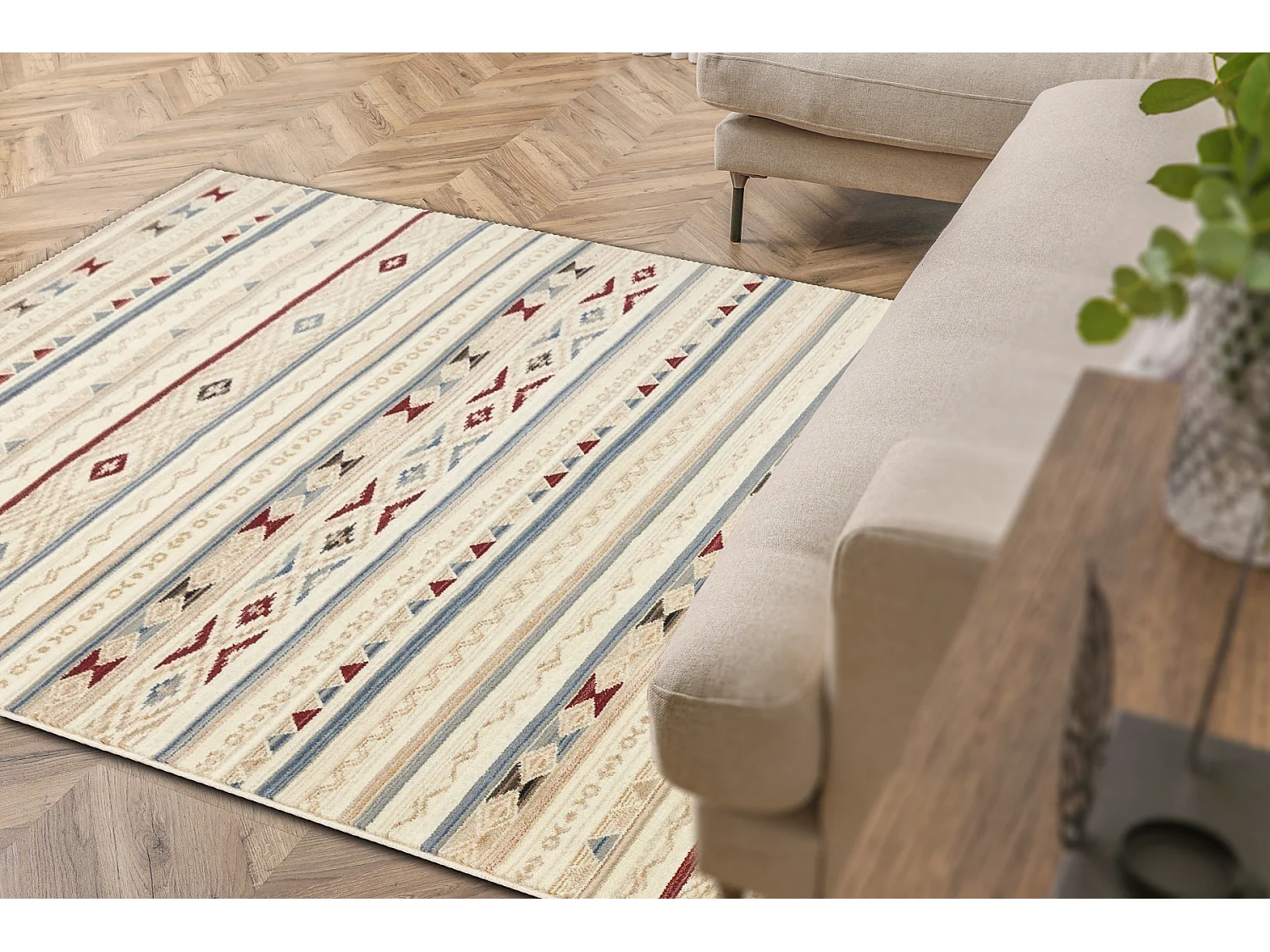 Tapis en laine KILIM 7948/52933 Losanges, ethniques beige / gris / bor 200x250 cm