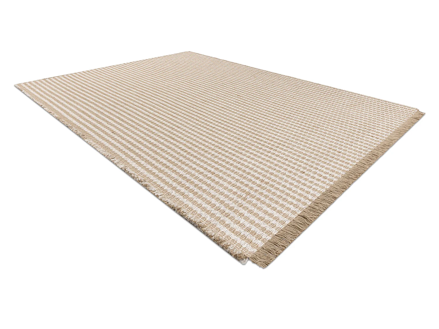 Tapijt JUTE 3650 crème / beige één kleur - jute, platgeweven, franj 200x290 cm
