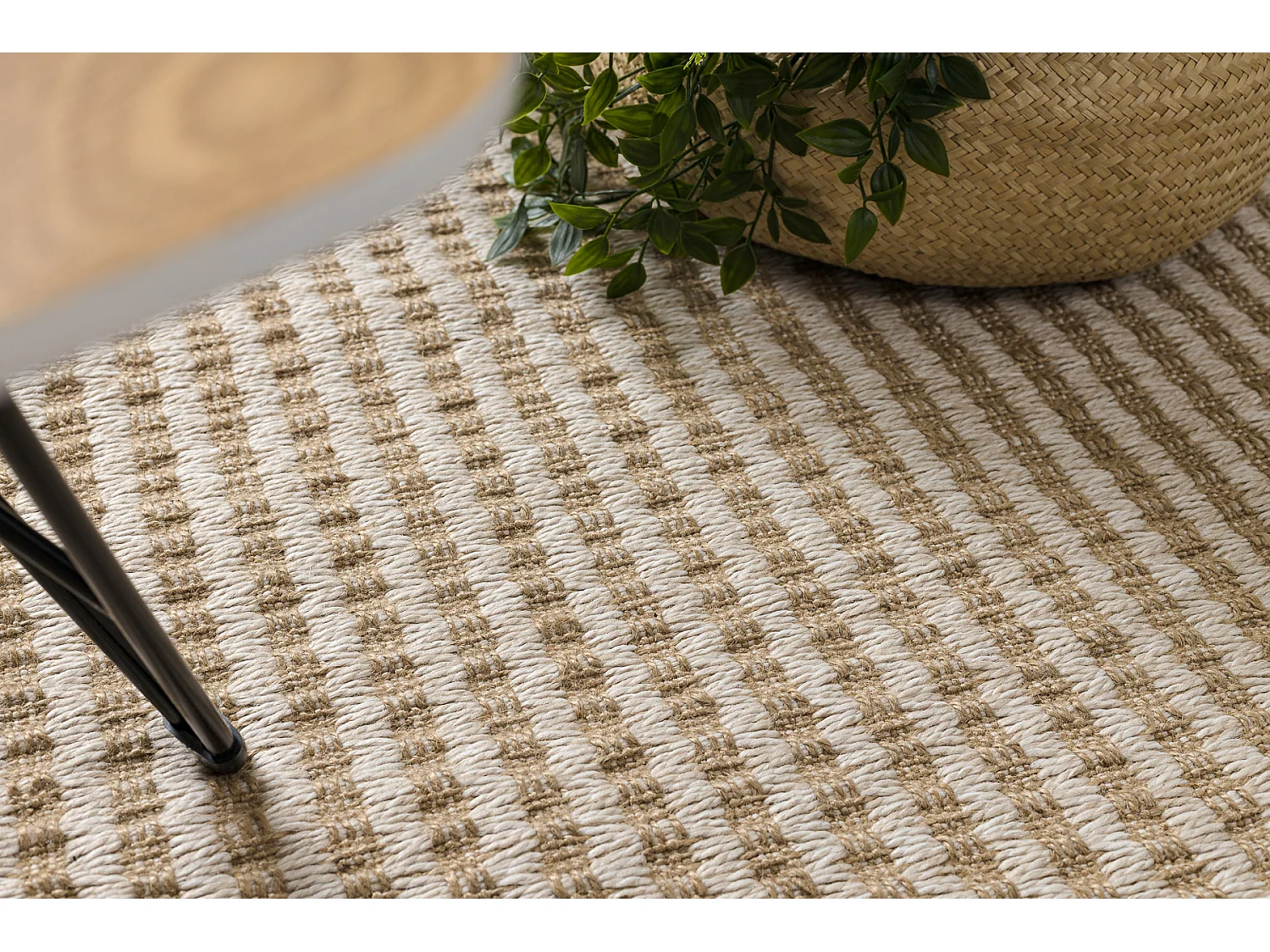 Tapijt JUTE 3650 crème / beige één kleur - jute, platgeweven, franj 200x290 cm