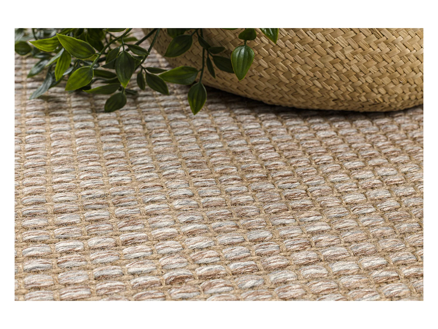 Tapijt JUTE 3652 beige / grijze één kleur - jute, platgeweven, franj 160x220 cm