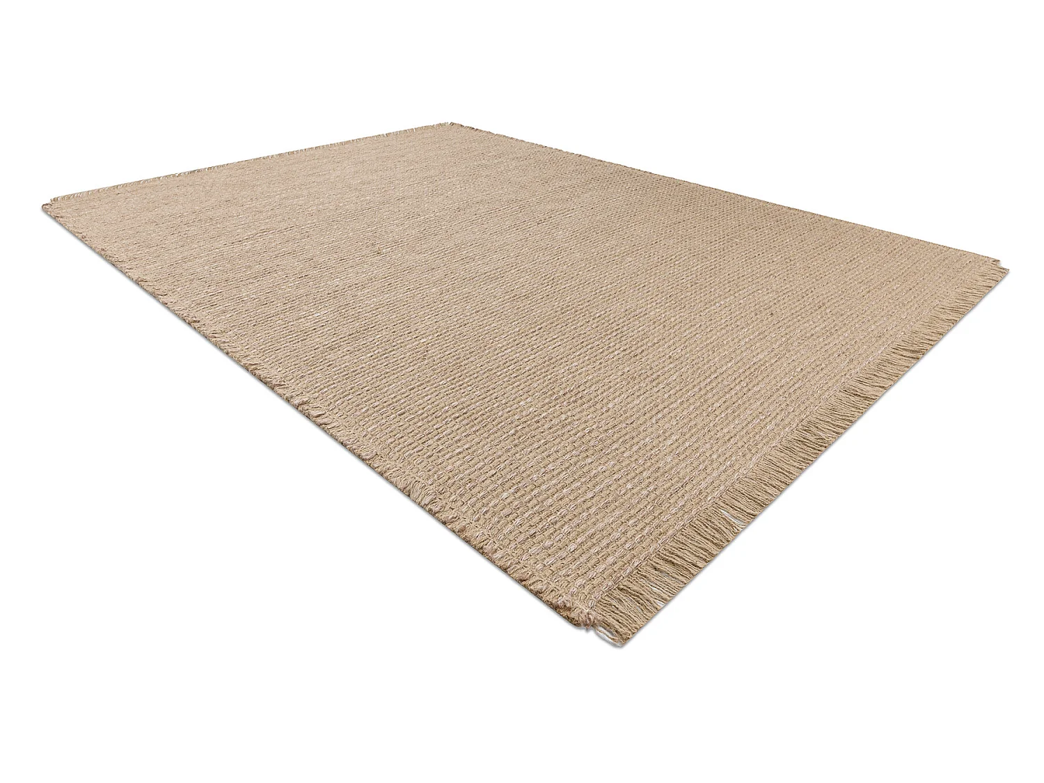 Tapijt JUTE 3652 donker beige één kleur - jute, platgeweven, franjes 120x170 cm