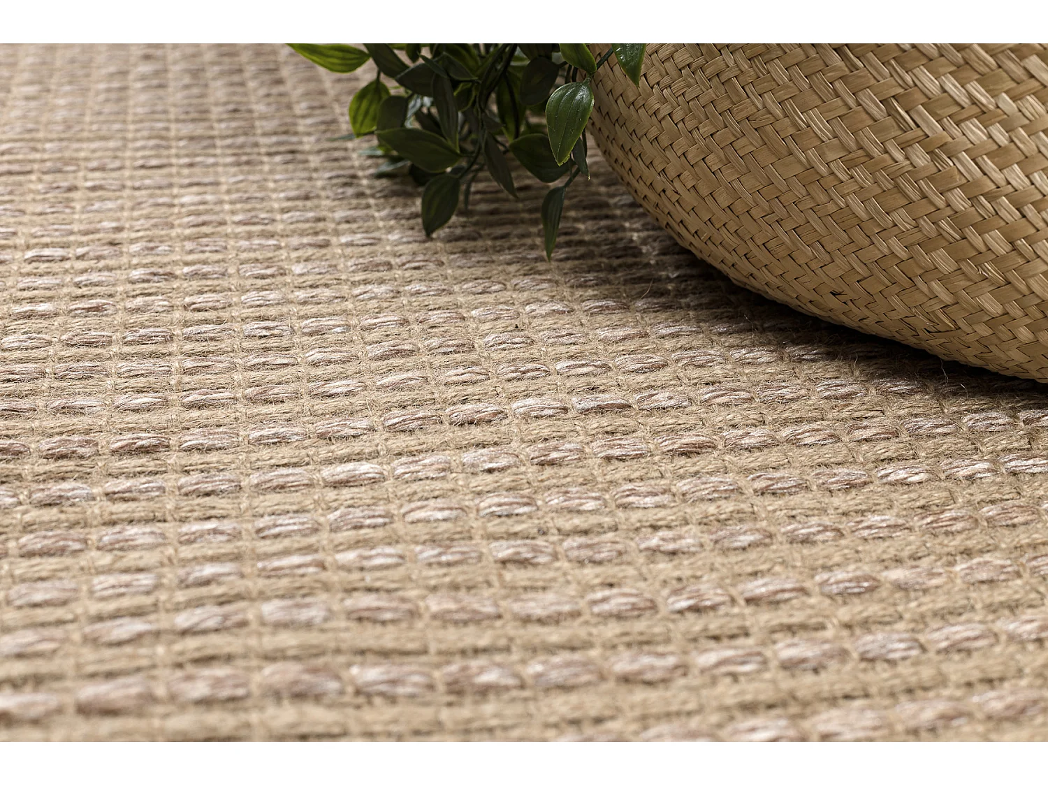 Tapijt JUTE 3652 donker beige één kleur - jute, platgeweven, franjes 120x170 cm