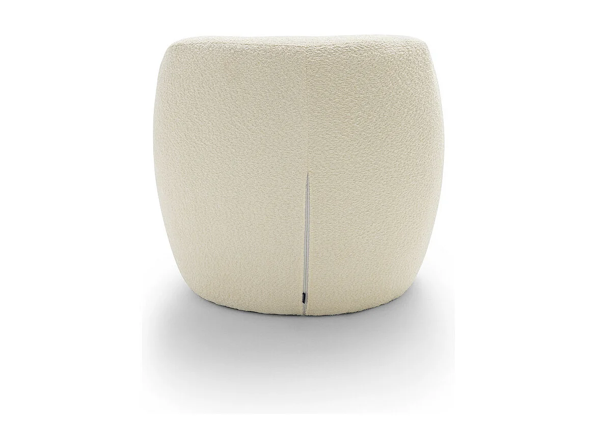 Mo - Fauteuil rond en tissu bouclette - Blanc