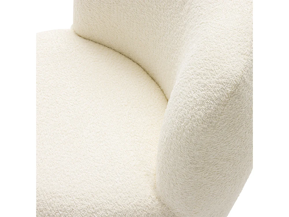 Mo - Fauteuil rond en tissu bouclette - Blanc