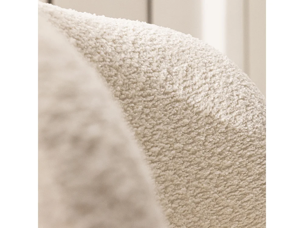 Mo - Fauteuil rond en tissu bouclette - Blanc