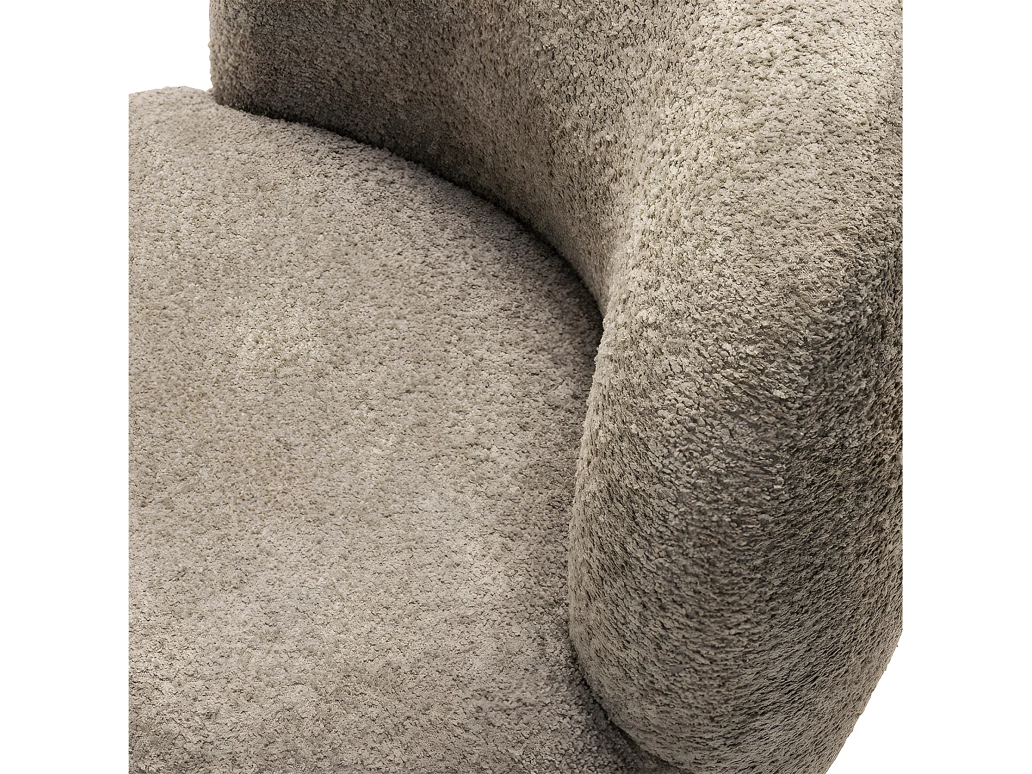 Mo - Fauteuil rond en tissu bouclette - Taupe