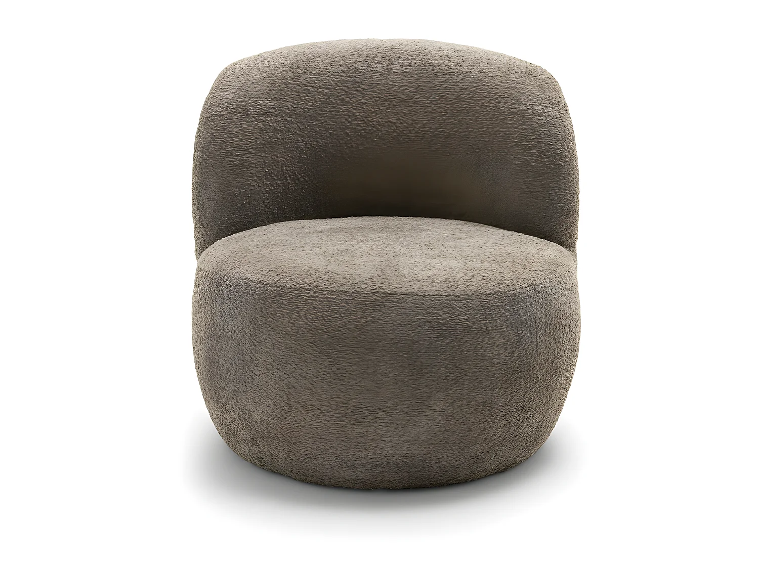 Mo - Fauteuil rond en tissu bouclette - Taupe
