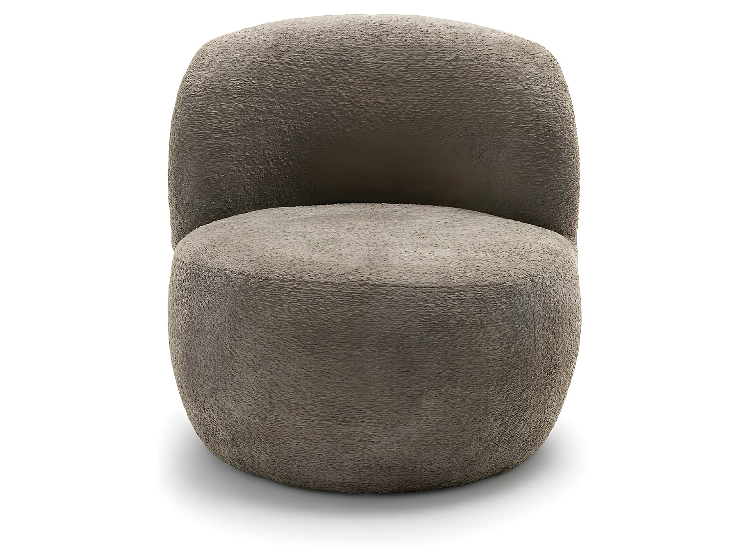Mo - Fauteuil rond en tissu bouclette - Taupe