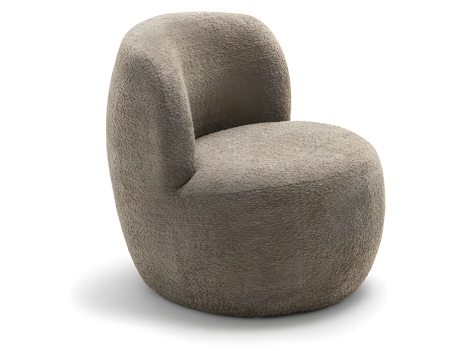 Mo - Fauteuil rond en tissu bouclette - Taupe