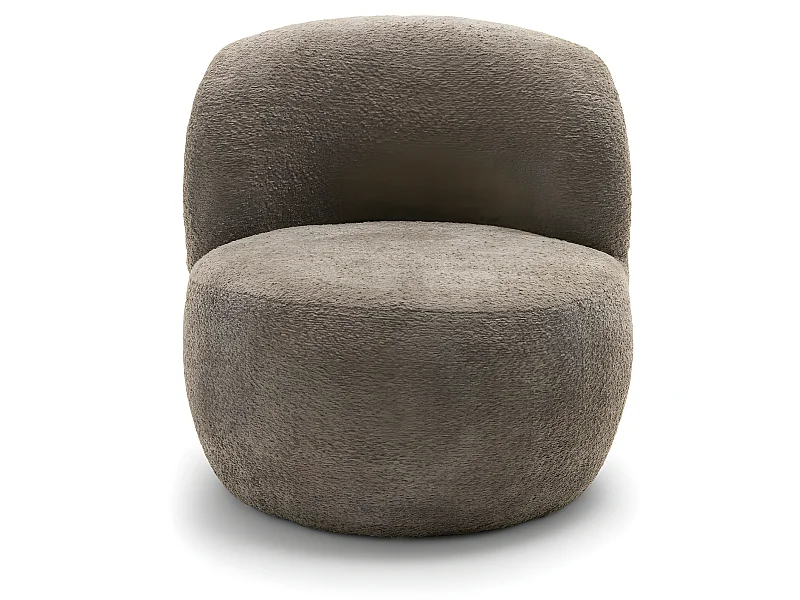 Mo - Fauteuil rond en tissu bouclette - Taupe