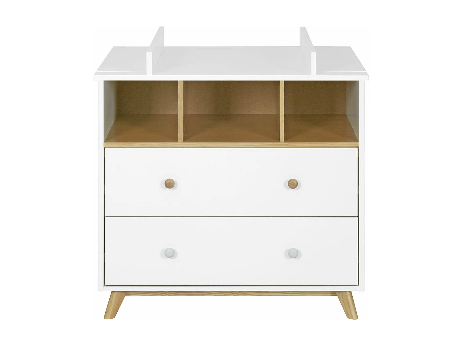 Commode bébé  panneaux de fibres blanc et bois KOMBU
