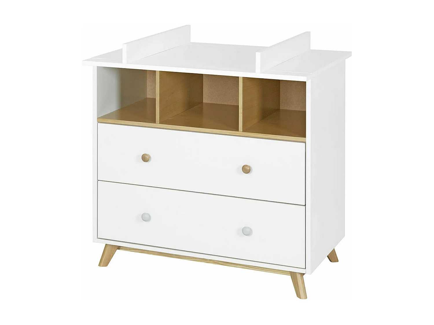 Commode bébé  panneaux de fibres blanc et bois KOMBU