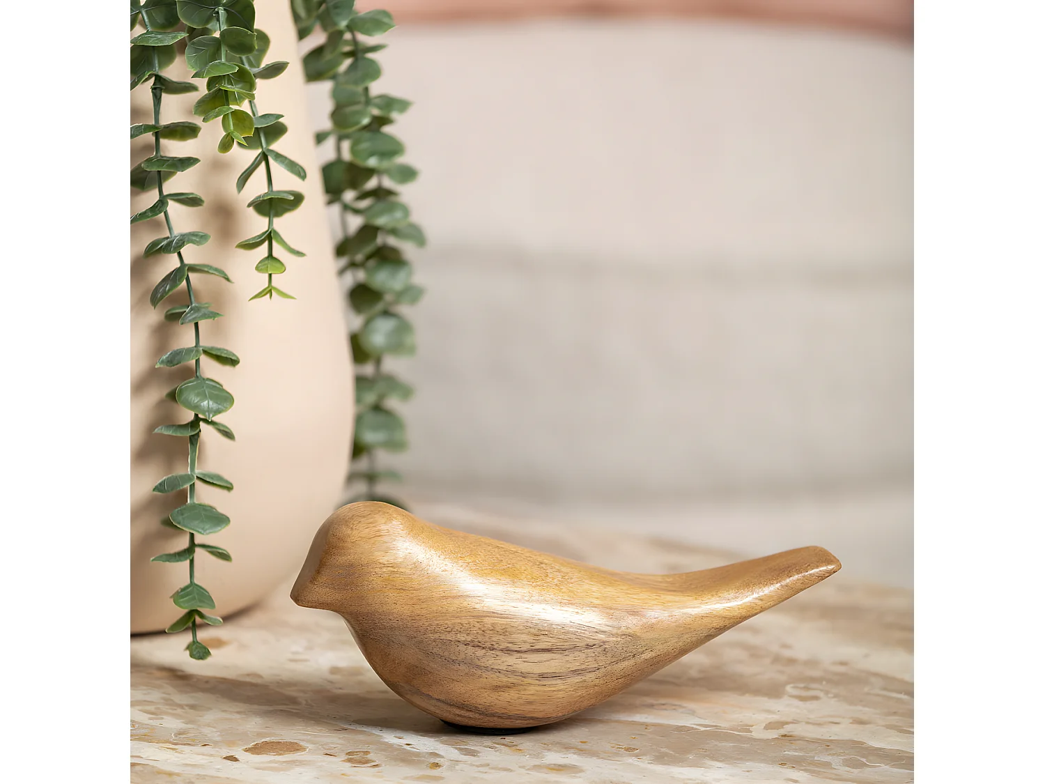 Statue en bois Oiseau Naturel  Present Time