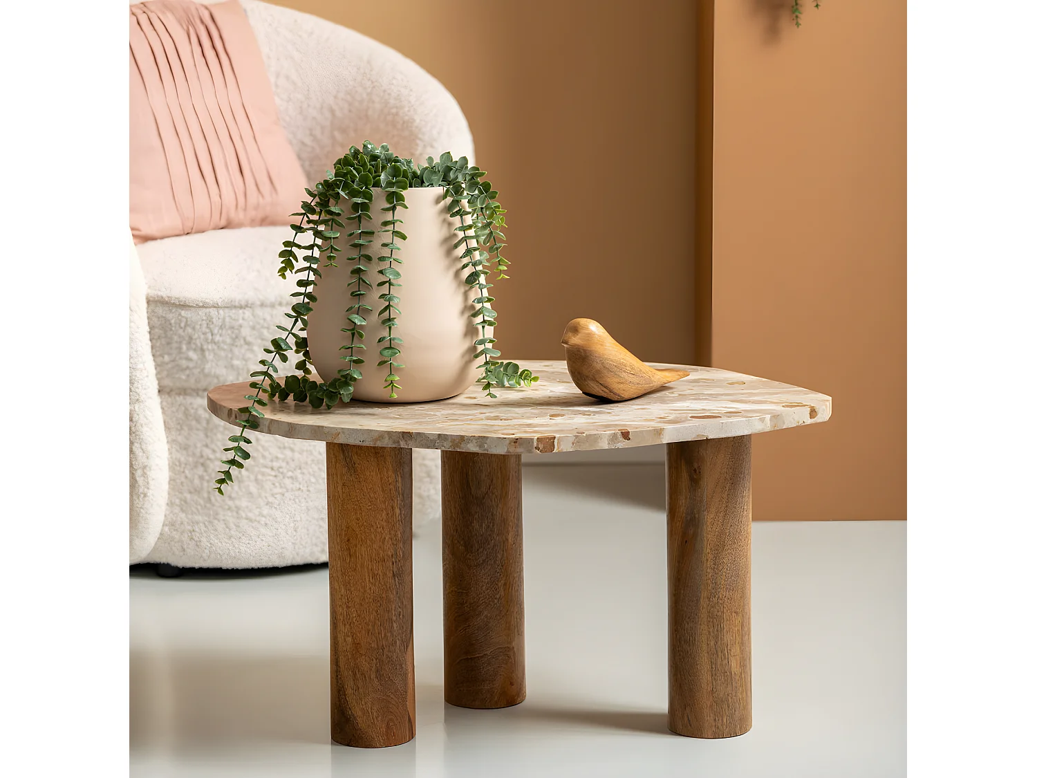 Statue en bois Oiseau Naturel  Present Time