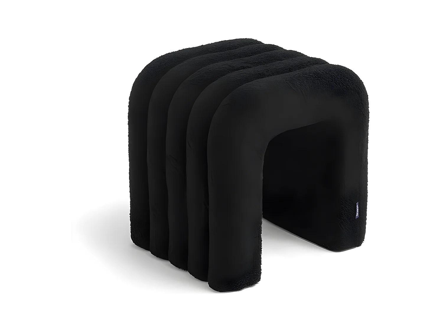 Mui - Tabouret rembourré en tissu bouclette - Noir